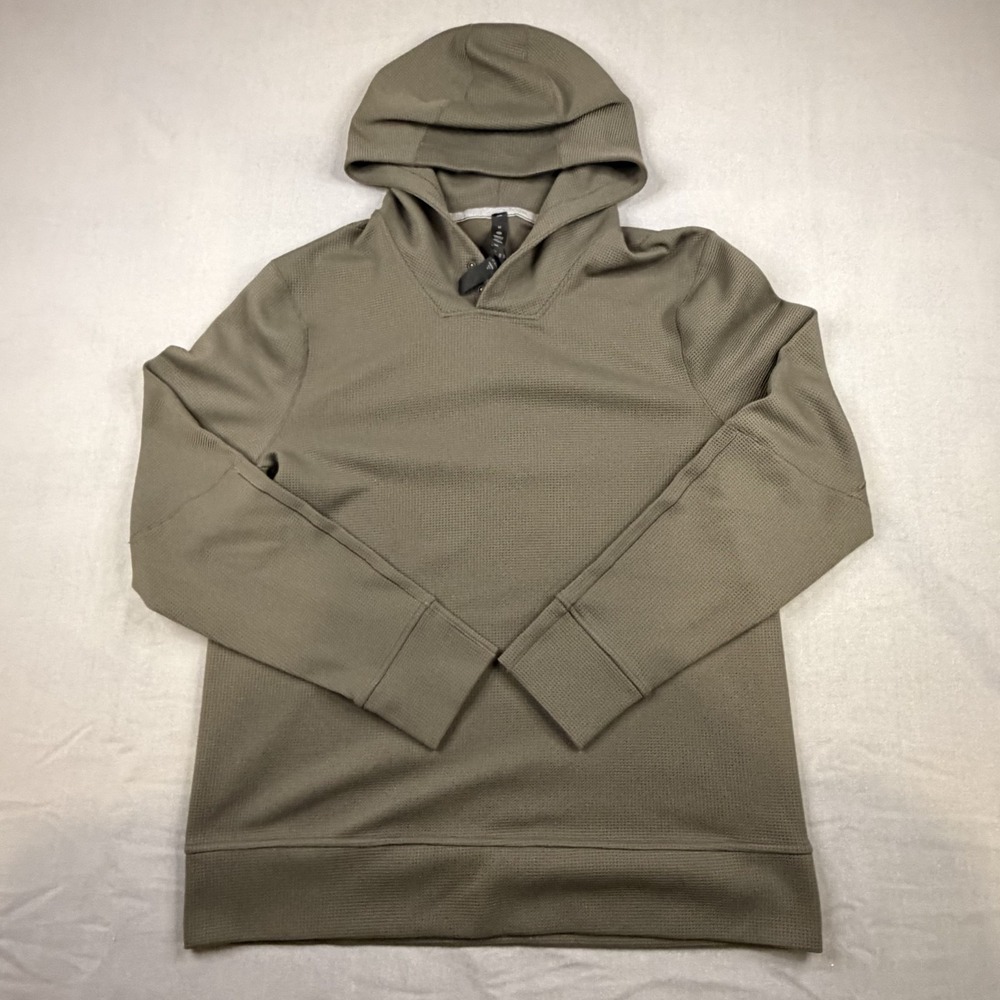 Lululemon Shift Stitch Hoodie Mens Medium Green Waffle Knit Pullover Performance